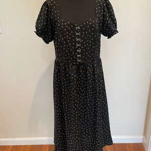 Disturbia Black Midi Dress with White Pattern